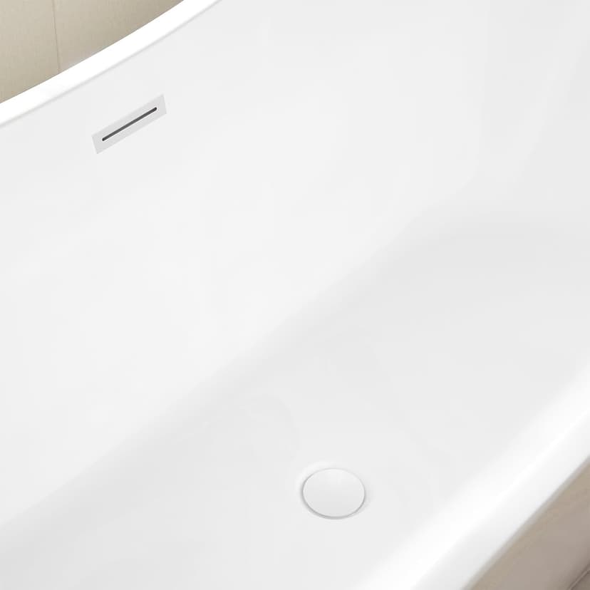 Vanity Art 71" Freestanding Bathtub | Free Standing Tub Stand Alone Tub with Contemporary Design for Soaking and Bathing, Overflow and Pop-up Drain with UPC Certified, Acrylic, VA6517-PW