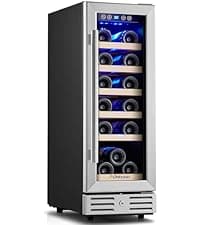 Kalamera 24 inch Wine Cooler, 46 Bottle - Dual Zone Built-in or Freestanding Fridge with Stainless Steel Reversible Glass Door, for Home, Kitchen, or Office.