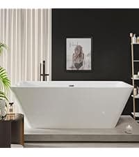 67" Free Standing Tub, Standalone Soaking Pleated Bathtub, Easy Install Freestanding Bathtub, Modern Design for Bathrooms, White