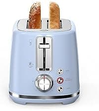4-Slice Toaster with 1.6" Extra-Wide Slots, 6-Level Browning Control & Bagel/Defrost, Removable Crumb Tray, Auto Shutoff Stainless Steel Toaster Oven, Blue