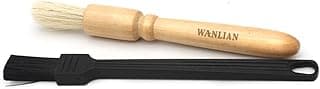 2 Pack Coffee Grinder Cleaning Brush, Heavy Wood Handle & Natural Bristles Wood Dusting Espresso Brush and Nylon Espresso Machine Brush