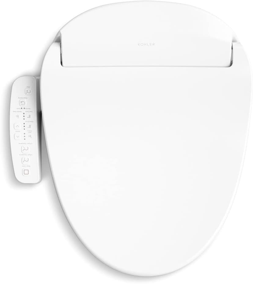 Kohler PureWash E580 Elongated Bidet Toilet Seat, White, Quiet-Close Lid Prevents Slamming, Self-Cleaning Wand, Adjustable Water Pressure with Multiple Cleansing Options