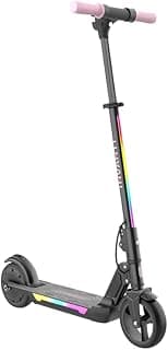 KS03 Electric Scooter for Kids Ages 8+, 180W Motor, Max 12mph & 10Miles, 7" Solid Wheel, LED Lights & Display, Double Braking, Kids Electric Scooter with 3 Adjustable Speeds & Heights