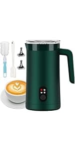 Electric Milk Frother, 4-in-1 Milk Steamer and Frother, 8.1oz/240ml Automatic Warm and Cold Foam Maker, Auto Shut-Off Frother for Coffee, Latte, Cappuccino, Macchiato(Black)