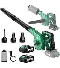 K I M O. Cordless Leaf Blower Vacuum Combo 4 in 1, 3 Nozzles &3 Modes for Inflation & Deflation, Extended Tube & Variable Speed, 20000RPM 150MPH, 2x2000mAh Battery Powered Leaf Blowers for Lawn Care