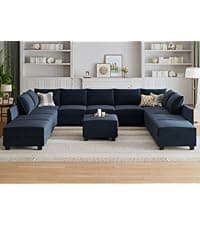 HONBAY Convertible Sectional Sofa L Shaped Couch for Small Apartment Reversible Sectional Couch for Living Room,Velvet Black