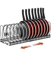 2 Pack Under Sink Organizer, 2 Tier Metal Pull Out Under Sink Storage with Sliding Mesh Drawers, Height Adjustable Slide Out Under Sink Organizer for Kitchen Bathroom Cabinet, Black