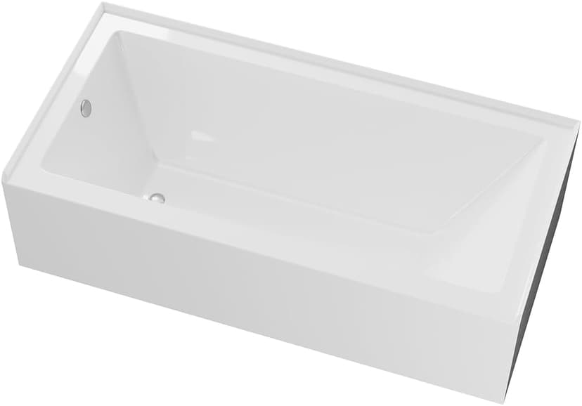 Eviva Nova 60" White Acrylic Free Standing Tub for Bathrooms - White Bathtub with Chrome Left-Hand Drain - luxurious Bathtubs - 60 inch Bathtubs for Bathrooms