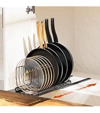 2 Pack Under Sink Organizer, 2 Tier Metal Pull Out Under Sink Storage with Sliding Mesh Drawers, Height Adjustable Slide Out Under Sink Organizer for Kitchen Bathroom Cabinet, Black