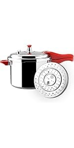 MAGEFESA Avant Red Pressure Cooker, 6.2 Quart, made of very resistant aluminum, compatible with gas, electric, ceramic stoves, pressure canner, canning cooker pot, stove top instant fast cooking