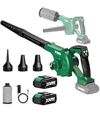 K I M O. Cordless Leaf Blower Vacuum Combo 4 in 1, 3 Nozzles &3 Modes for Inflation & Deflation, Extended Tube & Variable Speed, 20000RPM 150MPH, 2x2000mAh Battery Powered Leaf Blowers for Lawn Care
