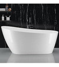 67" Free Standing Tub, Standalone Soaking Pleated Bathtub, Easy Install Freestanding Bathtub, Modern Design for Bathrooms, White