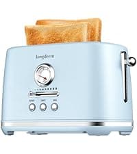4-Slice Toaster with 1.6" Extra-Wide Slots, 6-Level Browning Control & Bagel/Defrost, Removable Crumb Tray, Auto Shutoff Stainless Steel Toaster Oven, Blue