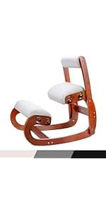 Ergonomic Kneeling Chair with Back Support,Kneeling Chair Improve Posture and Relife Back Pain,Soft Memory Arc-Pad and Wood Adjustable Height Rocking Knee Chairs,Ideal for Office Home Desk,Natual