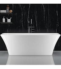 67" Free Standing Tub, Standalone Soaking Pleated Bathtub, Easy Install Freestanding Bathtub, Modern Design for Bathrooms, White