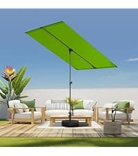 10ft Offset Patio Umbrella with Base Included, Cantilever Offset Hanging Patio Outdoor Market Umbrella UPF50+ UV Protection with Easy Tilt and Crank for Pool Deck and Garden