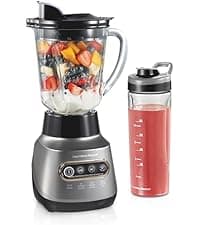 Hamilton Beach Power Elite Wave Action Blender For Smoothies, 40 Oz Glass Jar, 12 Functions Including Puree, Crush Ice, Black, 700 Watts, Black (58148A)