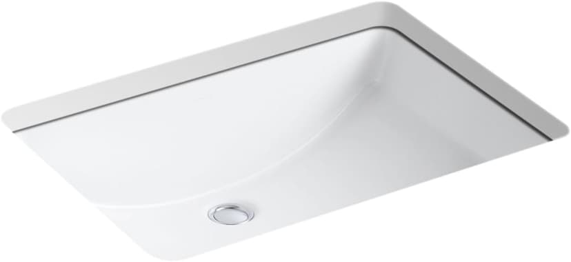 KOHLER 2215-0 Ladena Rectangular Undermount Bathroom Sink With Curved Bottom, 23-1/4" W X 16-1/4" L, White