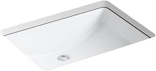 KOHLER 2215-0 Ladena Rectangular Undermount Bathroom Sink With Curved Bottom, 23-1/4" W X 16-1/4" L, White