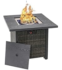 Sundale Outdoor 51 Inch Outdoor Fire Pit Table, 50,000 BTU Rectangle Propane Fire Pit with Glass Wind Guard, Rain Cover, Removable Lid, CSA Certified, Gray