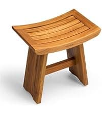 Premium 22" Teak Shower Bench with Handles, Waterproof Teak Shower Stool, Wooden Stool for Bathroom, Teak Wood Shower Bench Stool Seat Chair for Shower Storage Shelf, 300 Lbs Capacity