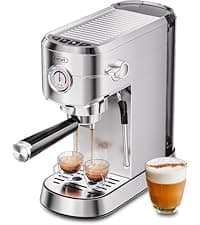 Gevi Espresso Machine 20 Bar High Pressure,Compact Espresso Maker with Milk Frother Steam Wand,Cappuccino,Latte Maker with Adjustable Shot Volume for Home,Gift for Mom and Dad