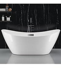 67" Free Standing Tub, Standalone Soaking Pleated Bathtub, Easy Install Freestanding Bathtub, Modern Design for Bathrooms, White