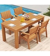 ZHUSI Patio Table and Chairs Set, Outdoor Table and Chairs,HDPE Outdoor Dining Set with Umbrella Hole for Backyard, Poolside