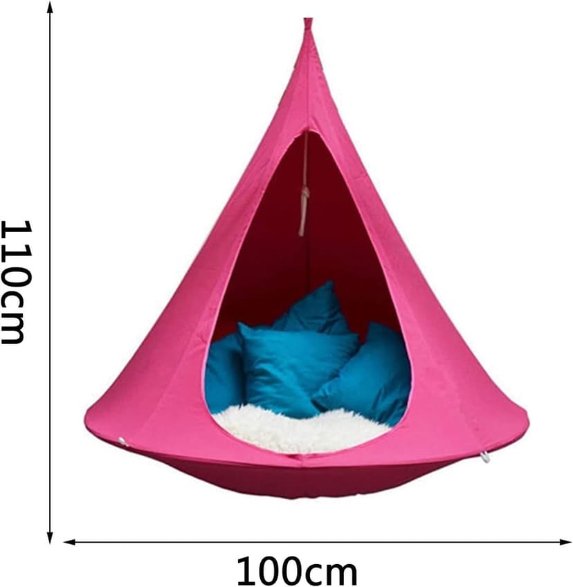 Flying Saucer Shape Hammock Swing Chair Teepee Hammock Stand Garden Outdoors Chair Hanging Swinging Swings Tree Chairs Free Standing for Kids & Adults Indoor Outdoor Hammock Tent,Rose red,100cm