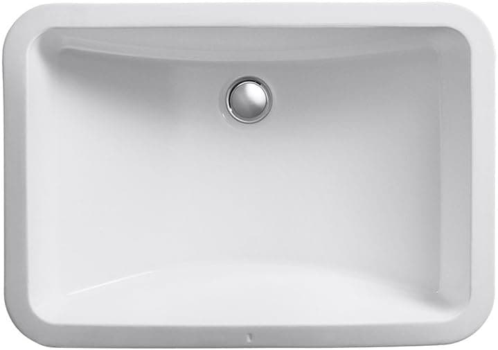KOHLER 2214-0 Ladena Rectangular Undermount Bathroom Sink With Curved Bottom, 20-7/8" W X 14-3/8" L, White