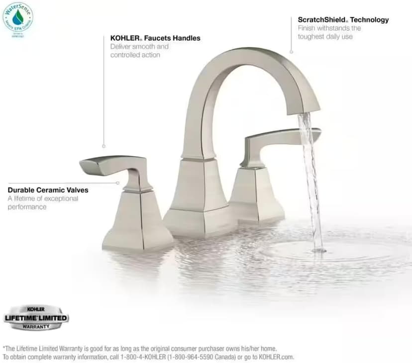 Kohler Kallan 8 in. Widespread 2-Handle Bathroom Faucet in Vibrant Brushed Nickel