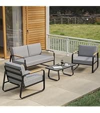 EAST OAK 3-Person Outdoor Patio Swing Chair with Adjustable Canopy, Porch Swing with Comfortable and Breathable Seats, Outdoor Swing Chairs for Garden, Balcony, Backyard, Charcoal Black