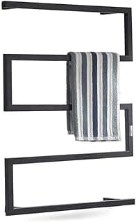 Modern Style Towel Warmer,Electric Heated Towel Rack with 2/4H Timer, 304 Stainless Steel Heated Towel Rail Wall Mounted Waterproof Bath Towel Heater, 88W,Hardwired,Black…