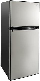 RecPro 10 Cu Ft 12V RV Refrigerator | Black Frost-Free Fridge with Freezer | Double Door, Adjustable Shelves, Reversible Door, Built-In Lock | 23.5”W x 26”D x 59”H | Off-Grid & Dry Camping Ready