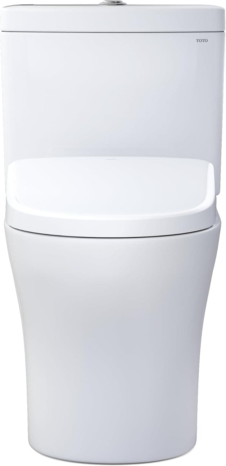 TOTO WASHLET+ Aquia IV Two-Piece Elongated Dual Flush 1.28 and 0.9 GPF Toilet and with Auto Flush S7A Contemporary Bidet Seat, Cotton White - MW4464736CEMGNA#01