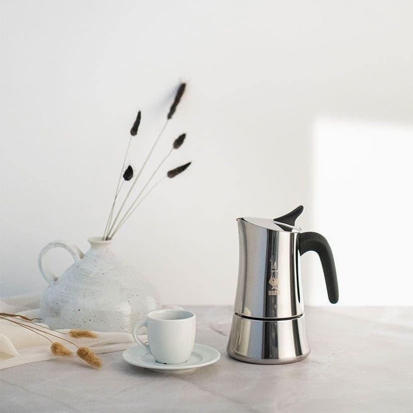 Bialetti Moon Exclusive Induction Stainless Steel Moka Pot, Stovetop Espresso Maker, Italian Coffee Maker, 4 Espresso Shots, (5.7 Oz - 170 ml), Compatible with All Stovetops, Silver