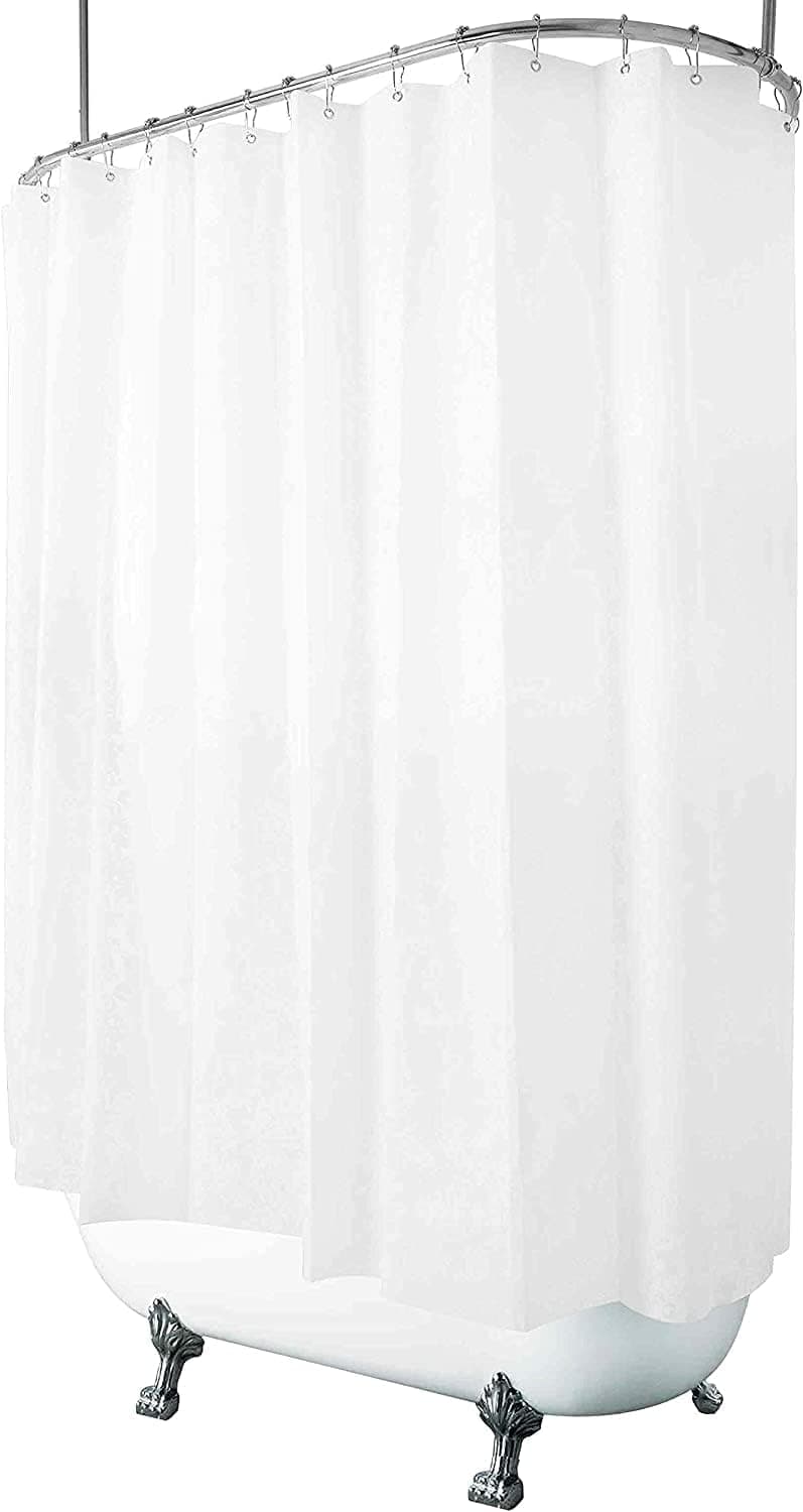 Clawfoot Tub Shower Curtain 180x70 Inch White Liner All Warp Around Extra Wide 36 Metal Hooks Vinyl Bath Curtain for Clawfoot Stand Up Tub Bathroom PEVA Waterproof Liner