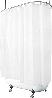 Clawfoot Tub Shower Curtain 180x70 Inch White Liner All Warp Around Extra Wide 36 Metal Hooks Vinyl Bath Curtain for Clawfoot Stand Up Tub Bathroom PEVA Waterproof Liner