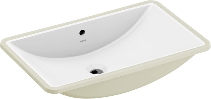 Moen White Vitreous China Undermount Sink, 23.625 X 14.75 X 7 Inch Rectangle Bathroom Sink with a High Gloss Porcelain Finish for Vanity Countertop Placement, BGCW10RU1223