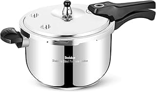 Stainless Steel Pressure Cooker 10 Quart All Stovetops Induction Compatible Food Grade Heavy Duty Multi Safety System Durable Body Handle for Home and Commercial Use, Deeluban