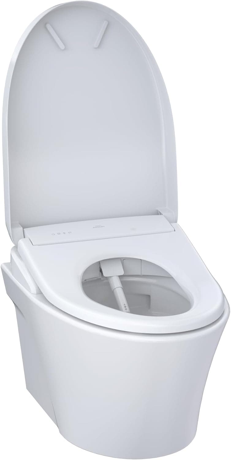 TOTO WASHLET+ AP Wall-Hung Elongated Toilet with S7 Contemporary Bidet Seat and DuoFit In-Wall 0.9 and 1.28 GPF Dual-Flush Tank System, Matte Silver - CWT4264726CMFG#MS