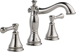 Delta Faucet Cassidy Widespread Bathroom Faucet 3 Hole, Bathroom Sink Faucet, Metal Drain Assembly, Polished Nickel 3597LF-PNMPU