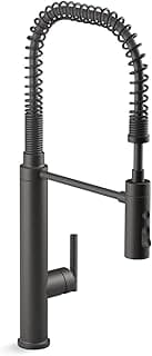 KOHLER 24982-BL Purist Commercial Style Pre-Rinse Kitchen Faucet with 3-Function Sprayhead, Kitchen Sink Faucet with Pull Down Sprayer, Matte Black