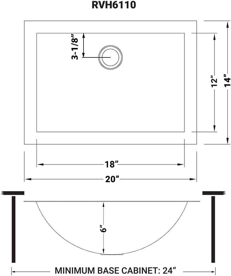 Ruvati 18 x 12 inch Gunmetal Black Undermount Bathroom Sink - 16 Gauge Stainless Steel Bathroom Sink with Brushed Finish, Easy-to-Clean Undermount Sinks - RVH6110BL