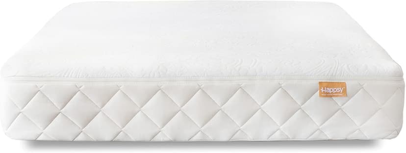 Happsy Organic Hybrid Mattress - Natural Latex Mattress with Encased Coil Layers - Medium Firm, Pressure Relieving - Bed-in-a-Box - King
