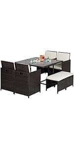 FDW | 4-Piece Patio Furniture Set | Black | Outdoor Wicker Furniture with Coffee Table | Modern Rattan Chairs Conversation Set | Outdoor Seating | Weather-Resistant | for Porch, Garden, Lawn