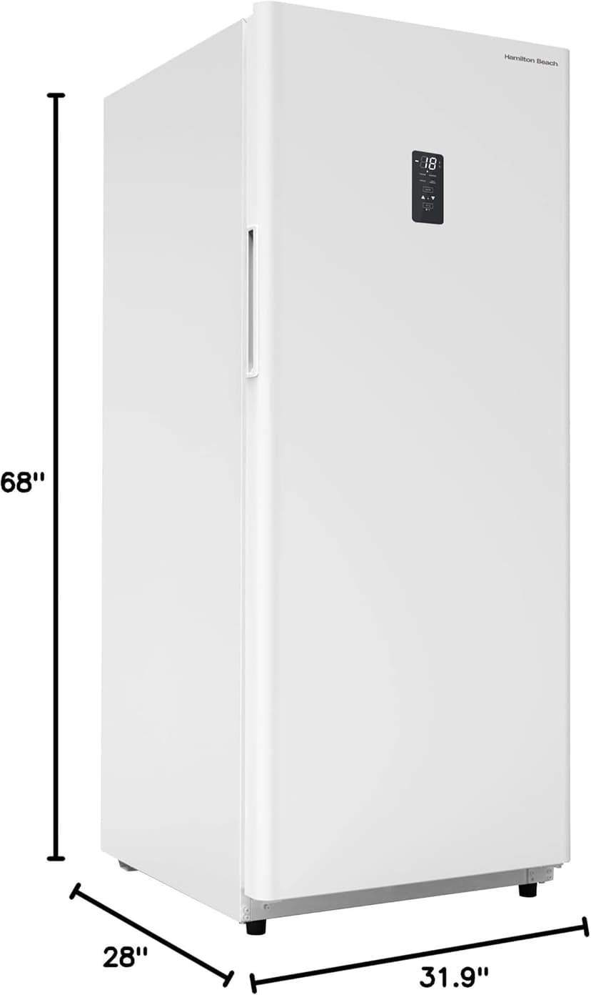 Hamilton Beach HZ8971 17 cu ft Upright Convertible Fridge/Freezer-Frost Free-Reversible Door-Removable Glass Shelves-LED Interior Light, White