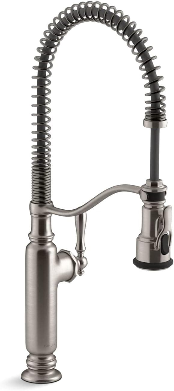 KOHLER Tournant Semi-Professional Pull-Down Kitchen Sink Faucet, Commercial Kitchen Faucet with Pull Down Sprayer, 77515-VS, Vibrant Stainless
