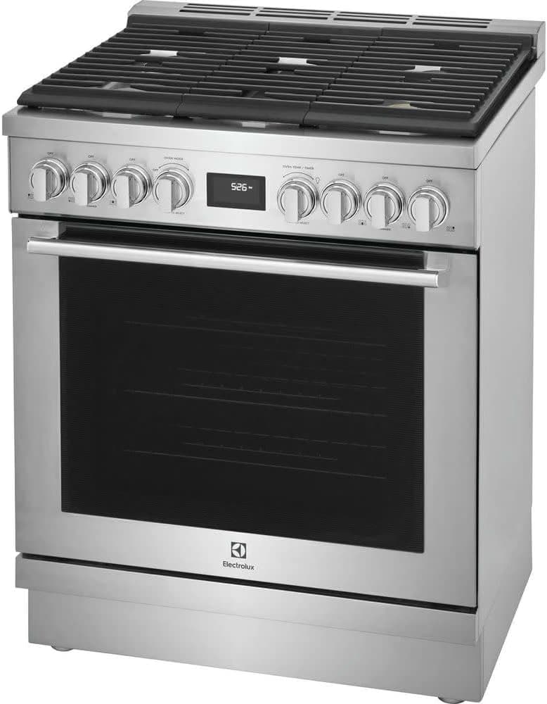 Electrolux ECFD3068A 30 Inch Wide 4.6 Cu. Ft. Free Standing Dual Fuel Range with Dual Brass Power Burners - Stainless Steel