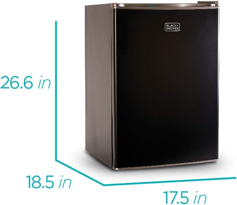 BLACK+DECKER BCRK25B Compact Refrigerator Energy Star Single Door Mini Fridge with Freezer, 2.5 Cubic Feet, Black